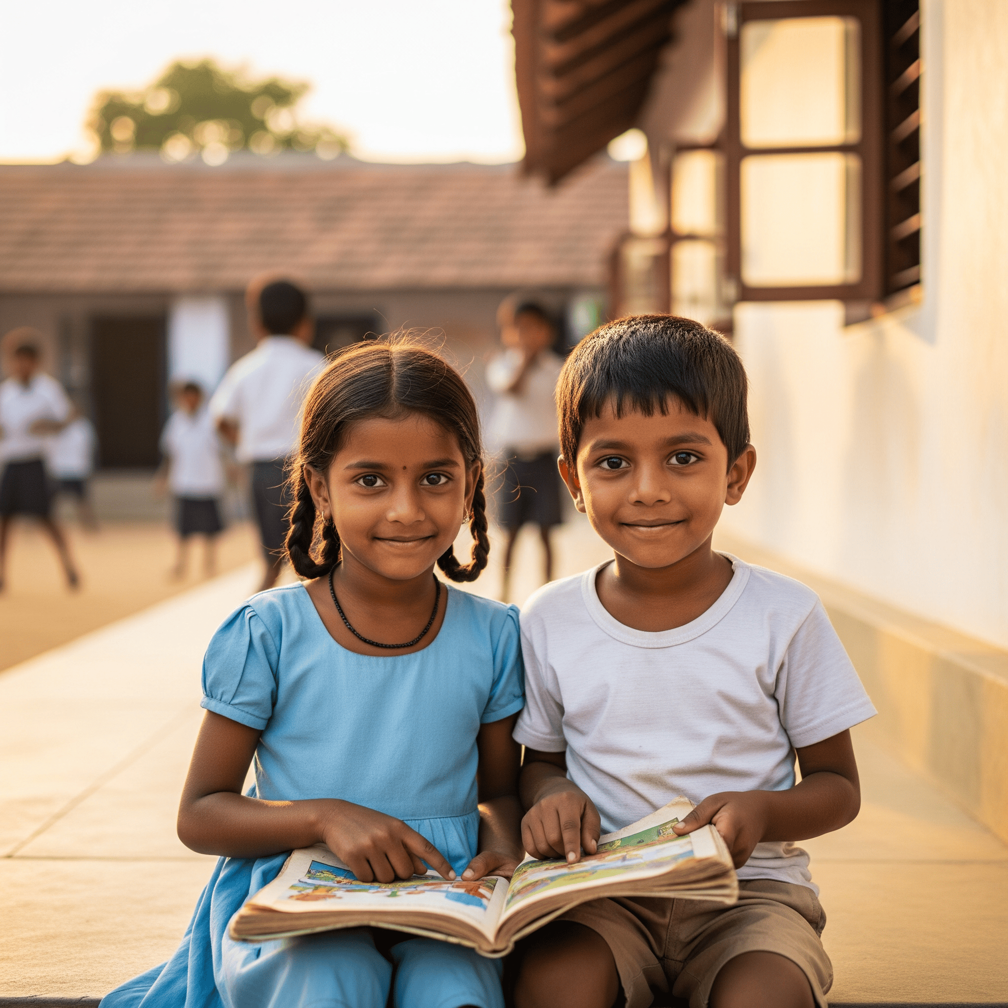 Happy children receiving education and care
